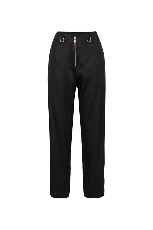 Straight Cut Trousers With Metal Detail